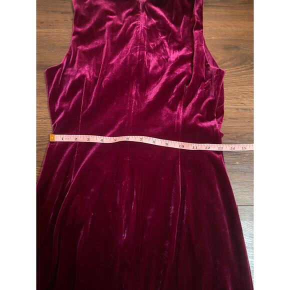 EUC  ELIZA J Velvet velour Ruched Asymmetric Midi Dress Fuchsia – Size 6 - Picture 5 of 15